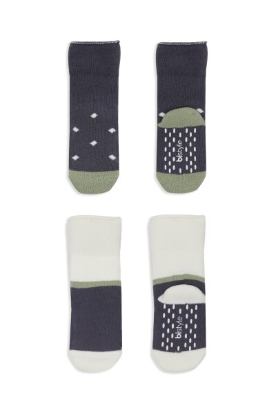 جوارب كاحل منفوشة غير قابلة للانزلاق من Bistyle منقطة، عبوة من قطعتين BS10502 أنثراسايت - 3