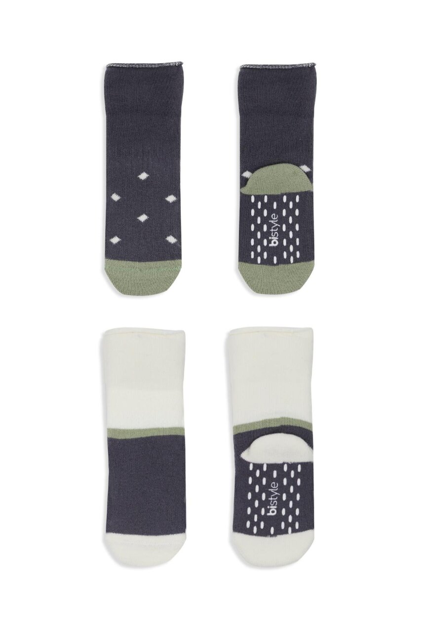 جوارب كاحل منفوشة غير قابلة للانزلاق من Bistyle منقطة، عبوة من قطعتين BS10502 أنثراسايت - 3