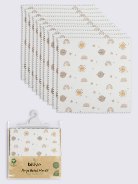 منديل بيستايل بلانيت 20×20 من القطن الممشط، 10 قطع، 90164 بيج فاتح - Bistyle