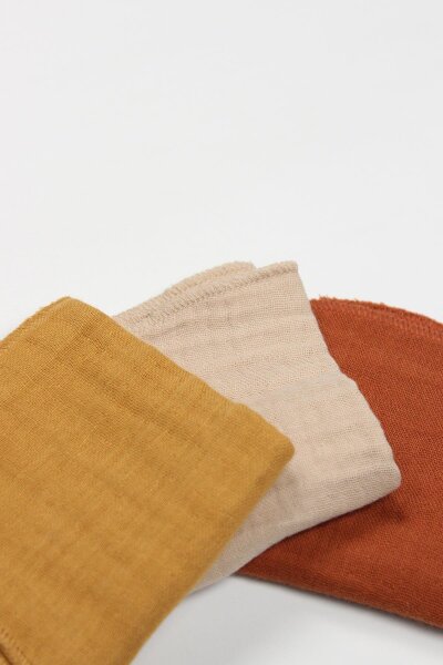 مناشف موسلين من Bistyle، عبوة من 6 قطع، مقاس 20×20 سم، لون بيج، خردل، 90106 - 4