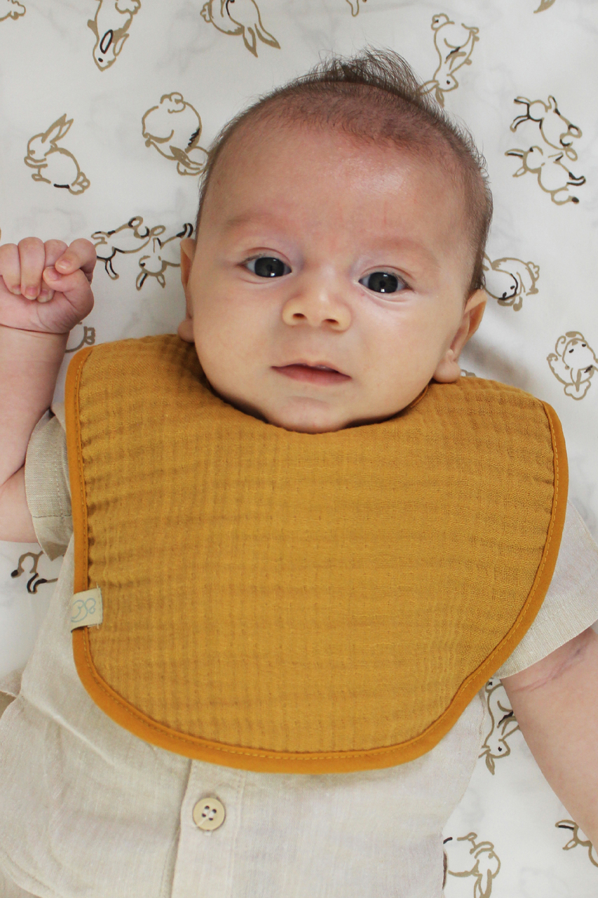 مريلة موسلين ثنائية التصميم، 3 قطع، BS60101، لون بيج، خردل - 4