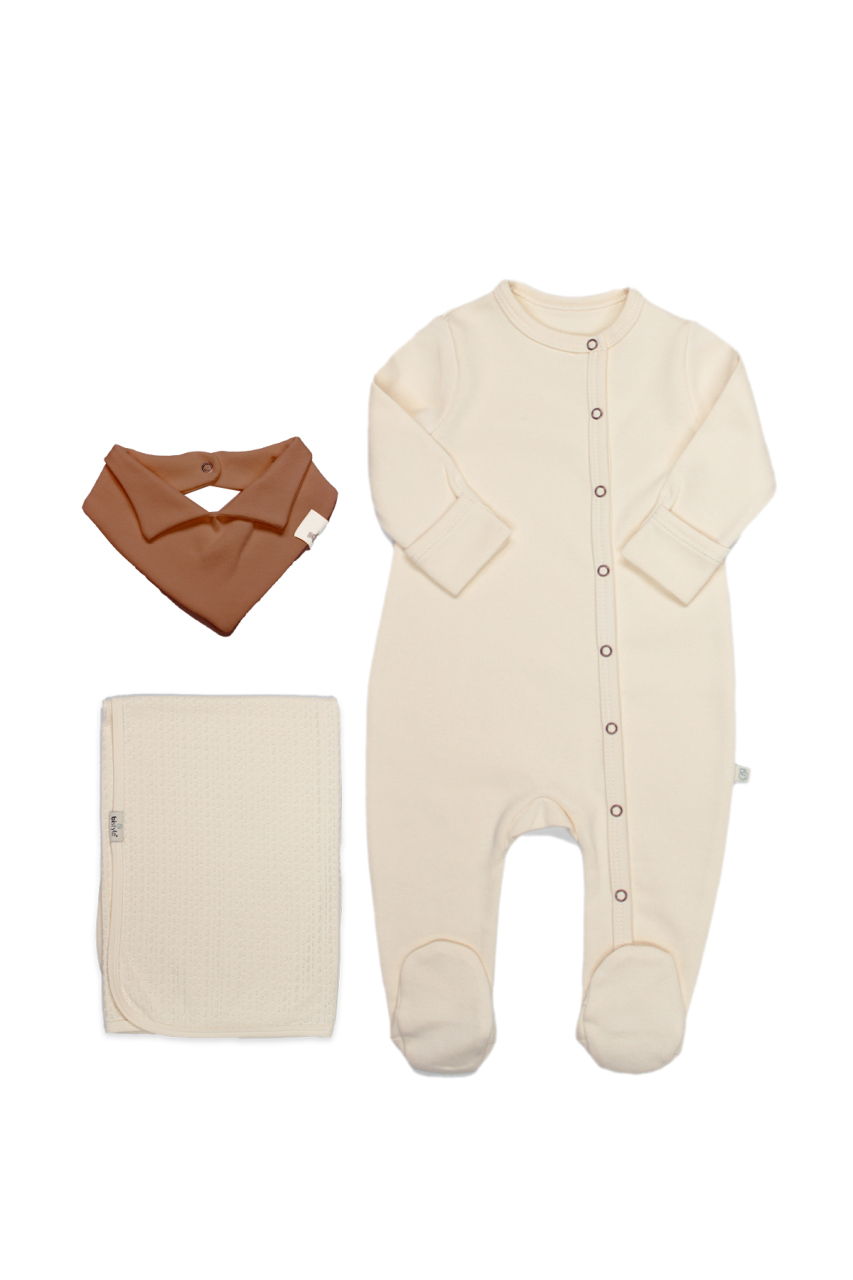 بطانية جمبسوت حديثي الولادة ثنائية الطراز للرجال 13116 بيج فاتح - 1