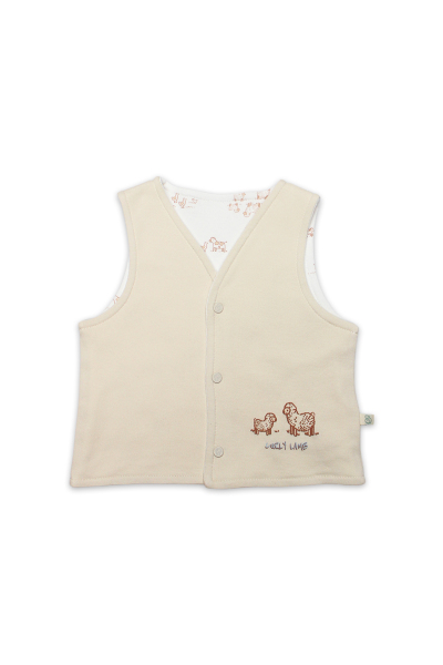 صدرية مزدوجة الجوانب بتصميم مجعد من لامب 18107 بيج أزرق فاتح - Bistyle