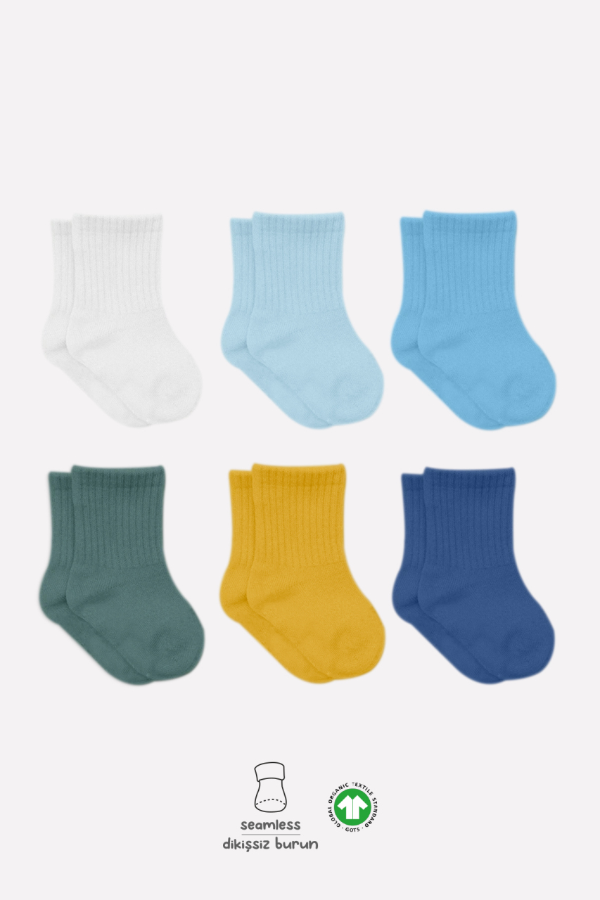 Bistyle Mix Penye Soket Çorap 6'Lı BS10101M Turkuaz - 1