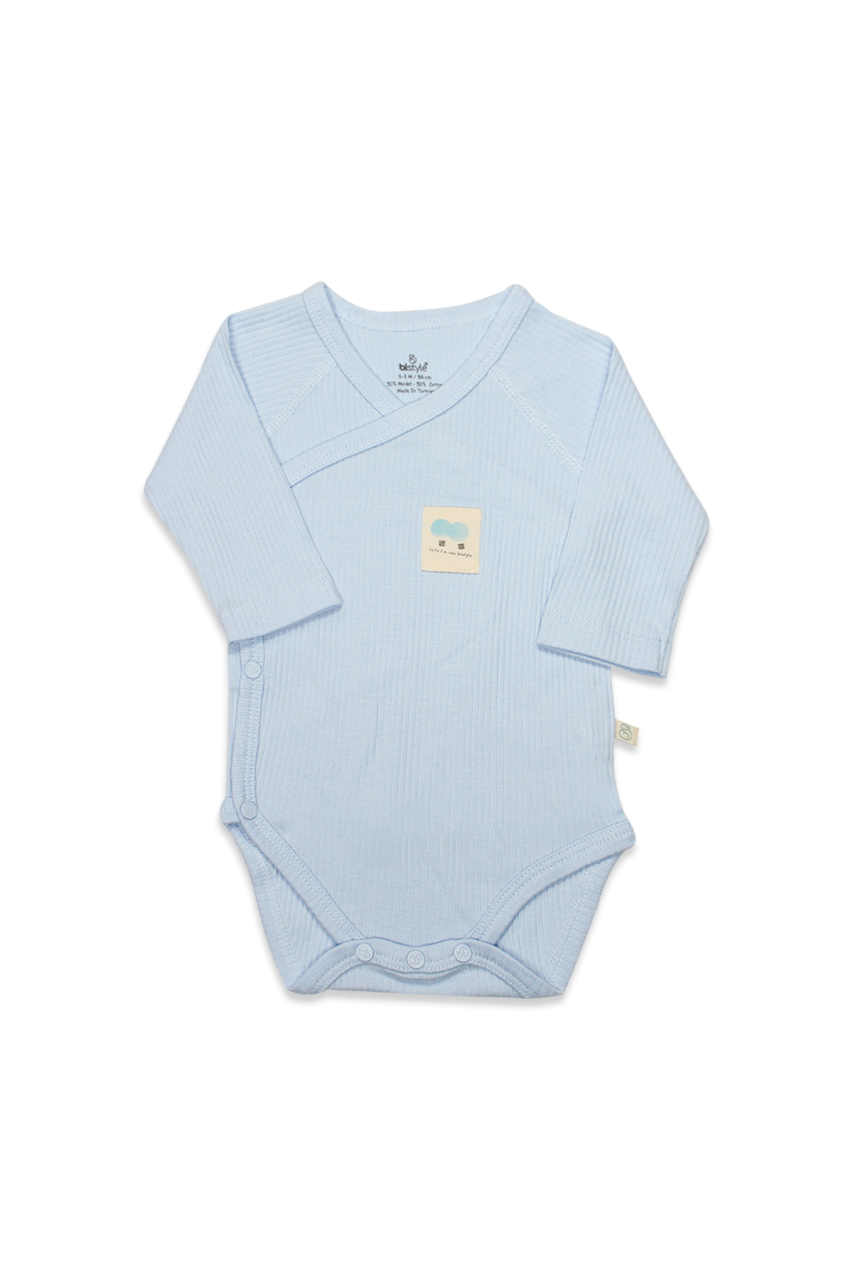 Bistyle Organic Modal Flying Balloons Kruvaze Uzun Kol Body BS17121 Mavi - 1