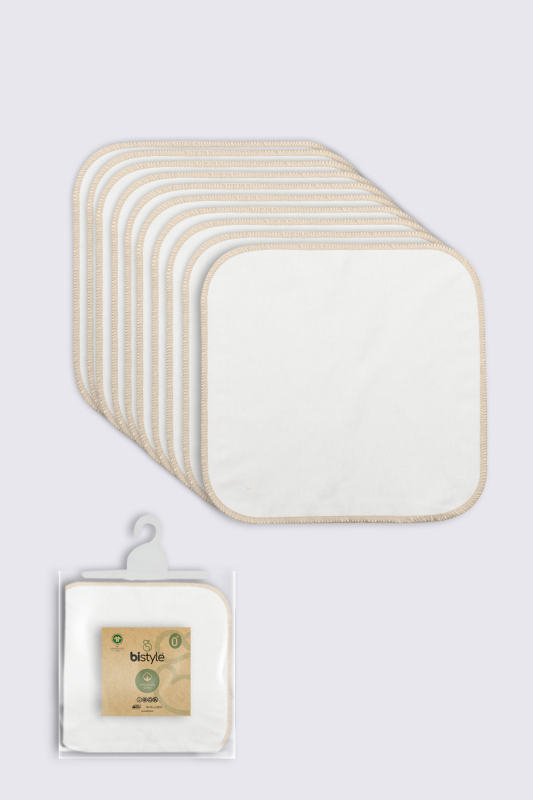 Bistyle Organik 28x28 10'Lu Penye Mendil 90101 Ekru - 1
