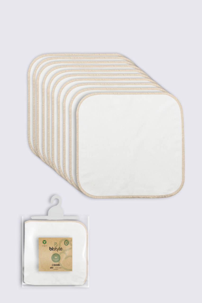 Bistyle Organik 28x28 10'Lu Penye Mendil 90101 Ekru - 1