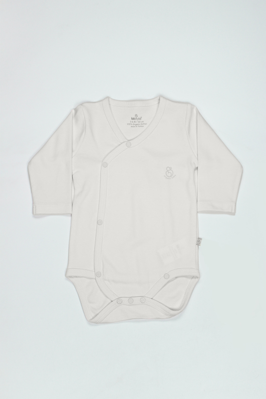 Bistyle Organik Natural Basic Style Kruvaze Uzun Kol Body BS17102 Ekru - 1