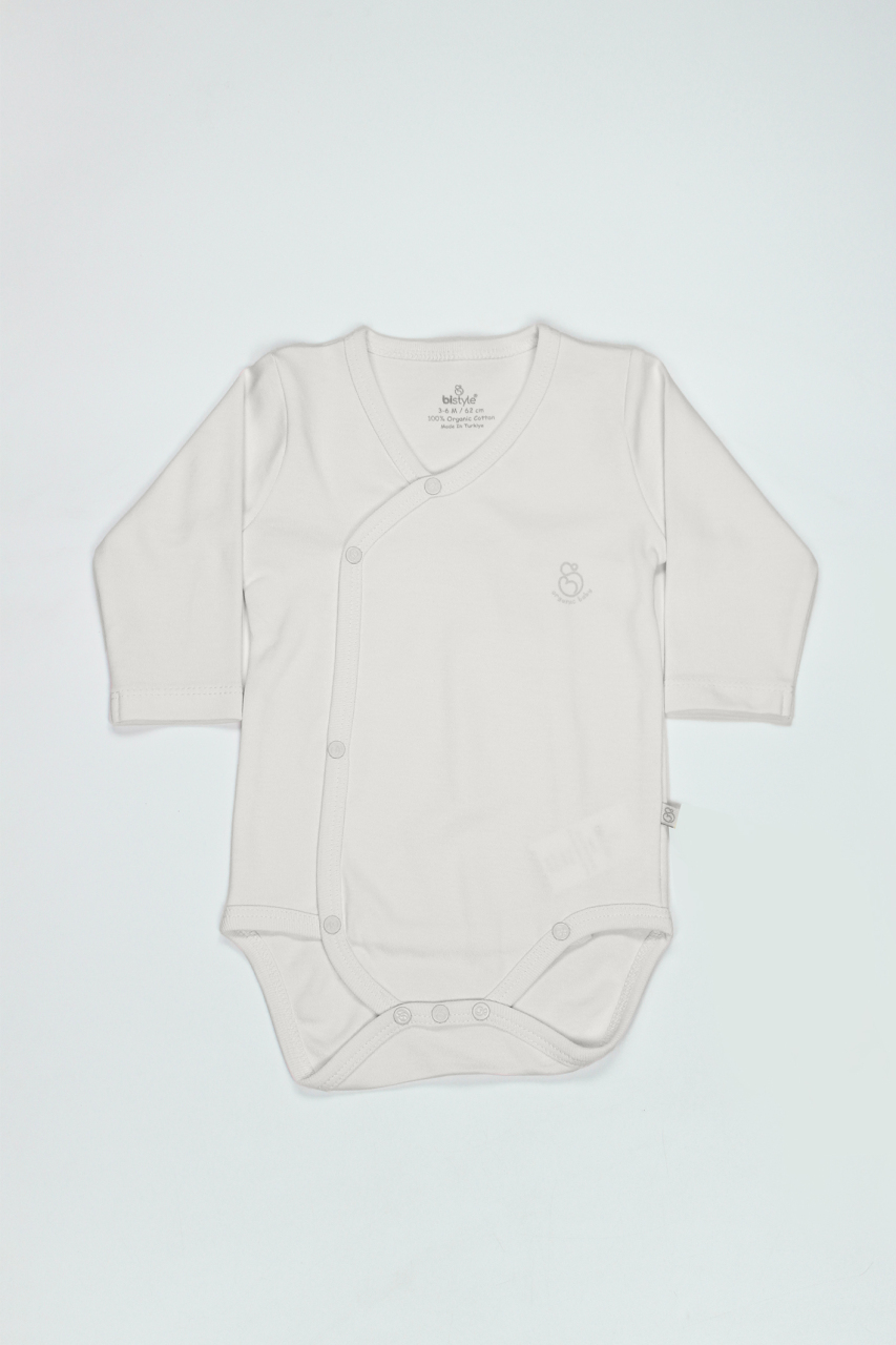 Bistyle Organik Natural Basic Style Kruvaze Uzun Kol Body BS17102 Ekru - 1
