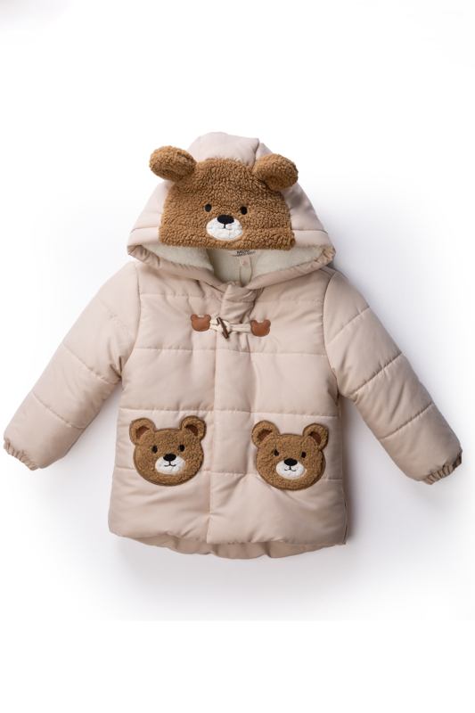 fleece-lined, water- and wind-resistant, hooded puffer jacket for boys aged 2-6 51398 - MİDİMOD