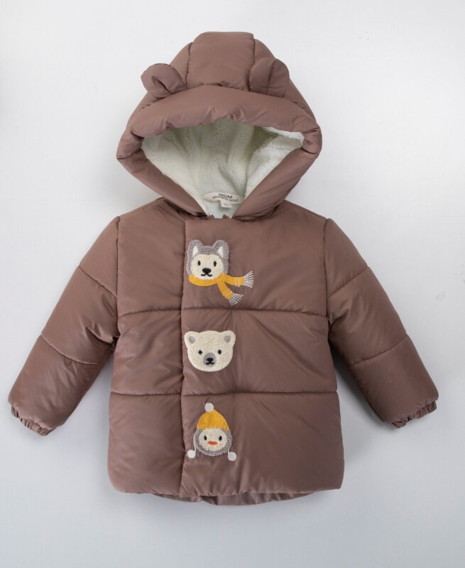 fleece-lined, water- and wind-resistant, hooded puffer jacket for boys 2-6 years old 51420 - MİDİMOD