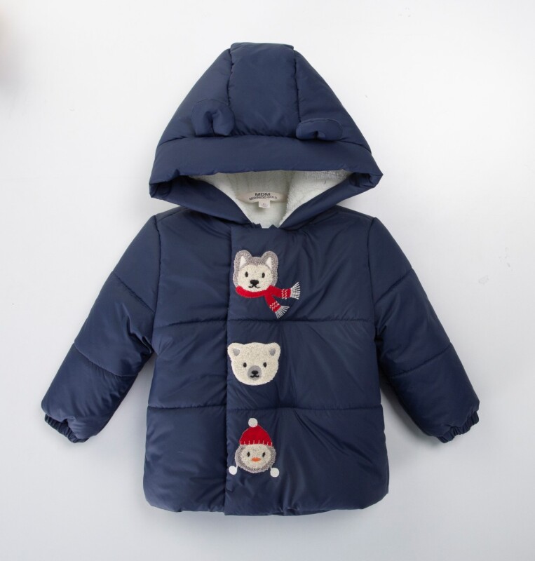 fleece-lined, water- and wind-resistant, hooded puffer jacket for boys 2-6 years old 51420 - MİDİMOD