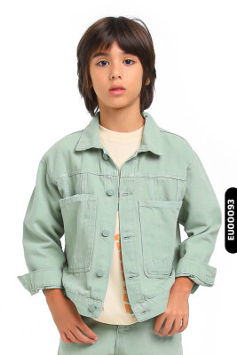 Buttoned Polo Collar Cargo Pocket Knitted Oversize Boy's Jacket 5-14 Years 24220 - ESCABEL