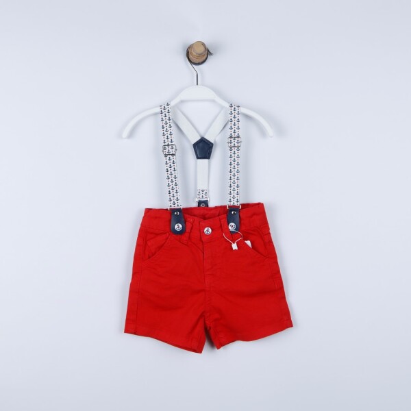 P-003963 (ce 8075) Erkek Bebek Renkli Askılı Şort 6-36 Ay Kırmızı - ÇİKOBY