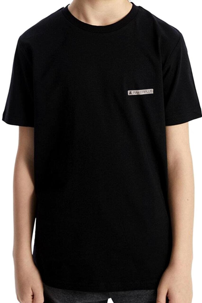 Rakerplus Siyah %100 Pamuk Unisex Kısa Kollu Çocuk Tişört - 1