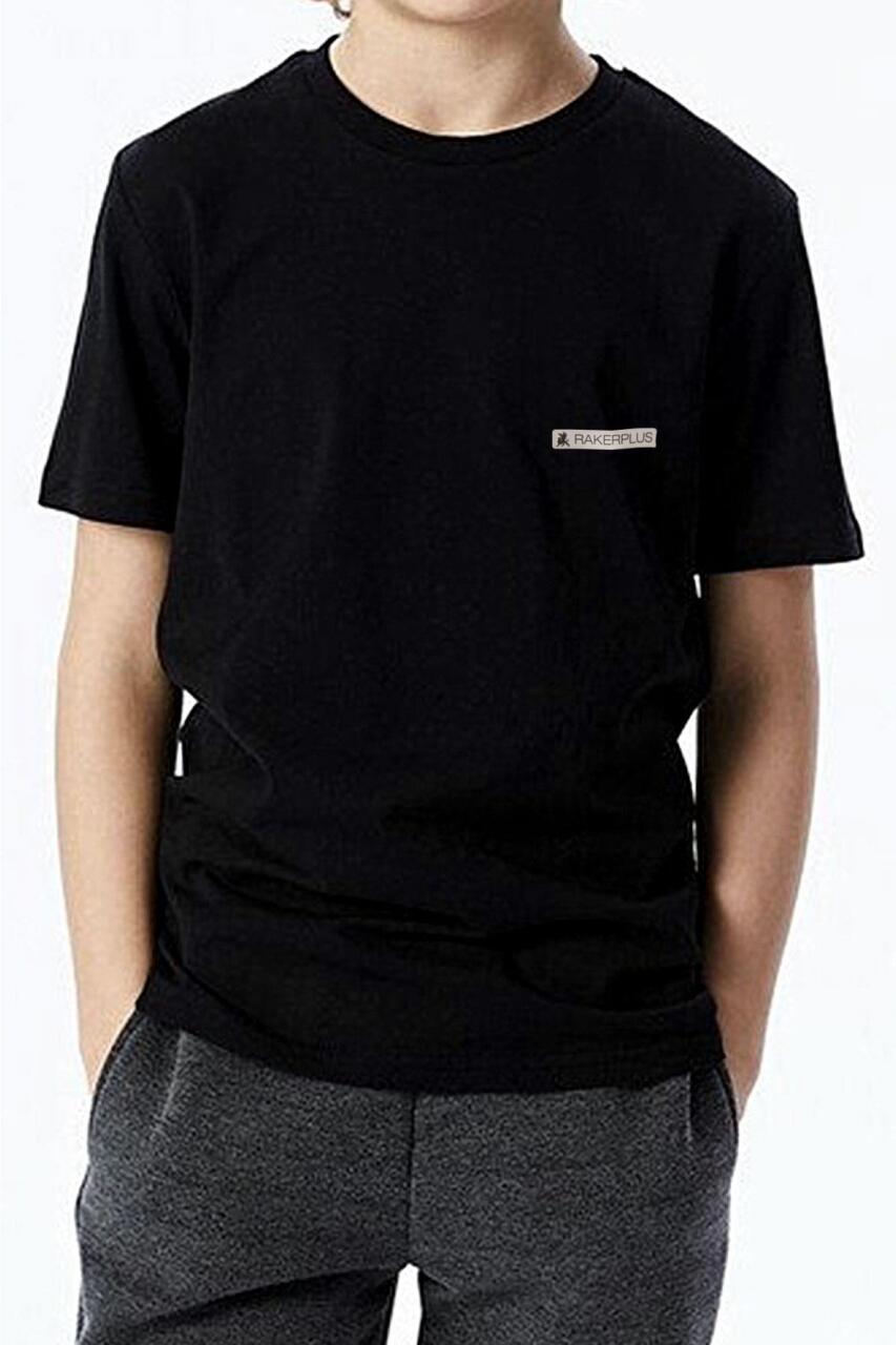 Rakerplus Siyah %100 Pamuk Unisex Kısa Kollu Çocuk Tişört - 6