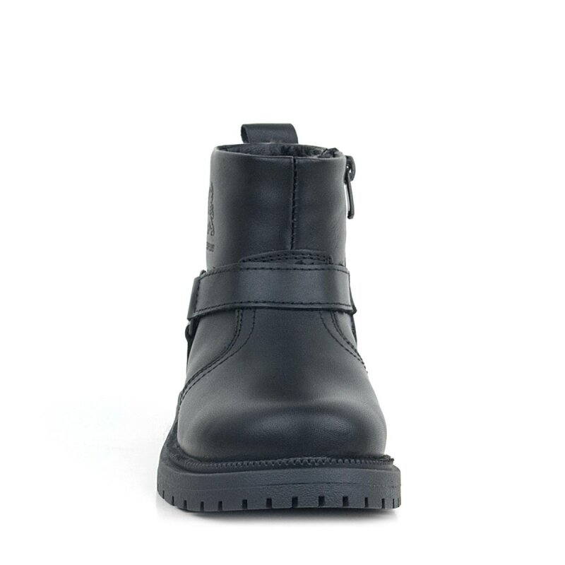 Genuine Leather, Real Fur Lined, Black Zippered Children's Boots - 5