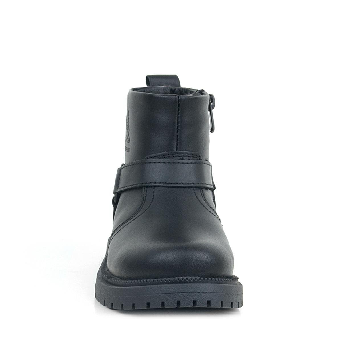 Genuine Leather, Real Fur Lined, Black Zippered Children's Boots - 5