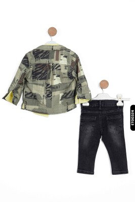 Polo Collar Buttoned Flannel Pocket 4-Piece Boys' Trousers Suit 6-36 Months 1143 - 2