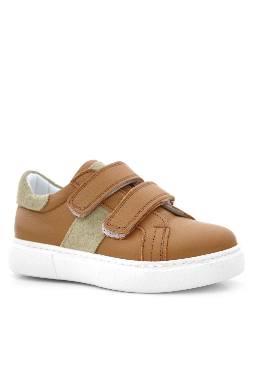 Genuine Leather Tan Velcro Kids' Athletic Shoes - 2