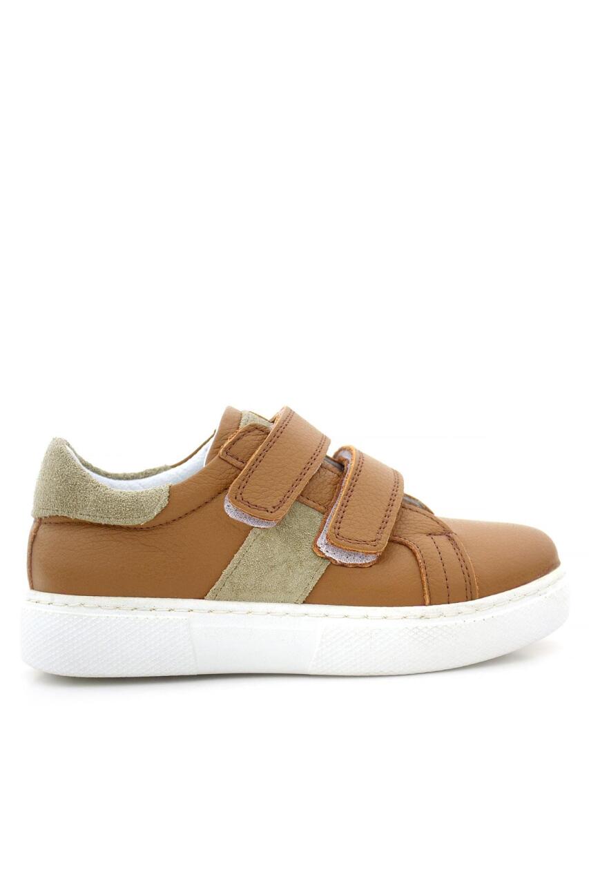Genuine Leather Tan Velcro Kids' Athletic Shoes - 3