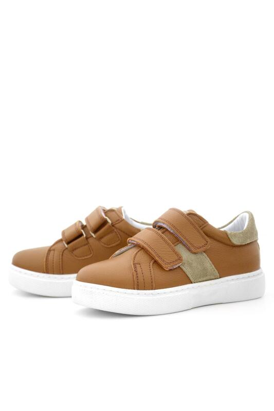 Genuine Leather Tan Velcro Kids' Athletic Shoes - 5