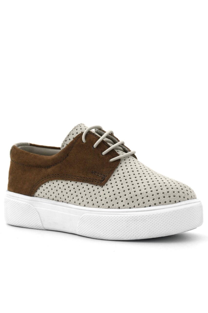 Rakerplus Genuine Leather White and Tan Elasticated Boys' Casual Shoes - 2