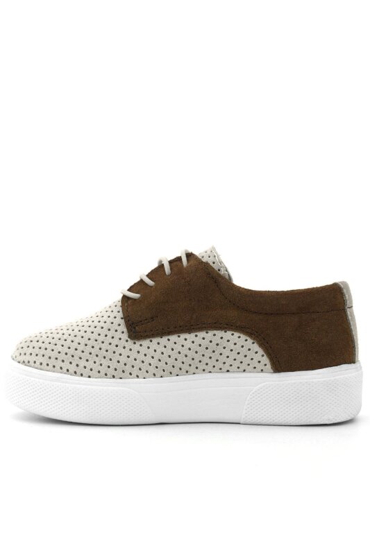 Rakerplus Genuine Leather White and Tan Elasticated Boys' Casual Shoes - 4