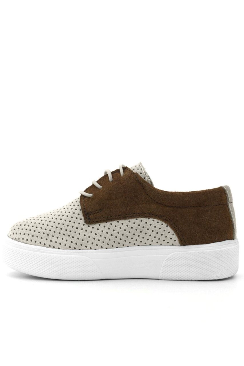 Rakerplus Genuine Leather White and Tan Elasticated Boys' Casual Shoes - 4