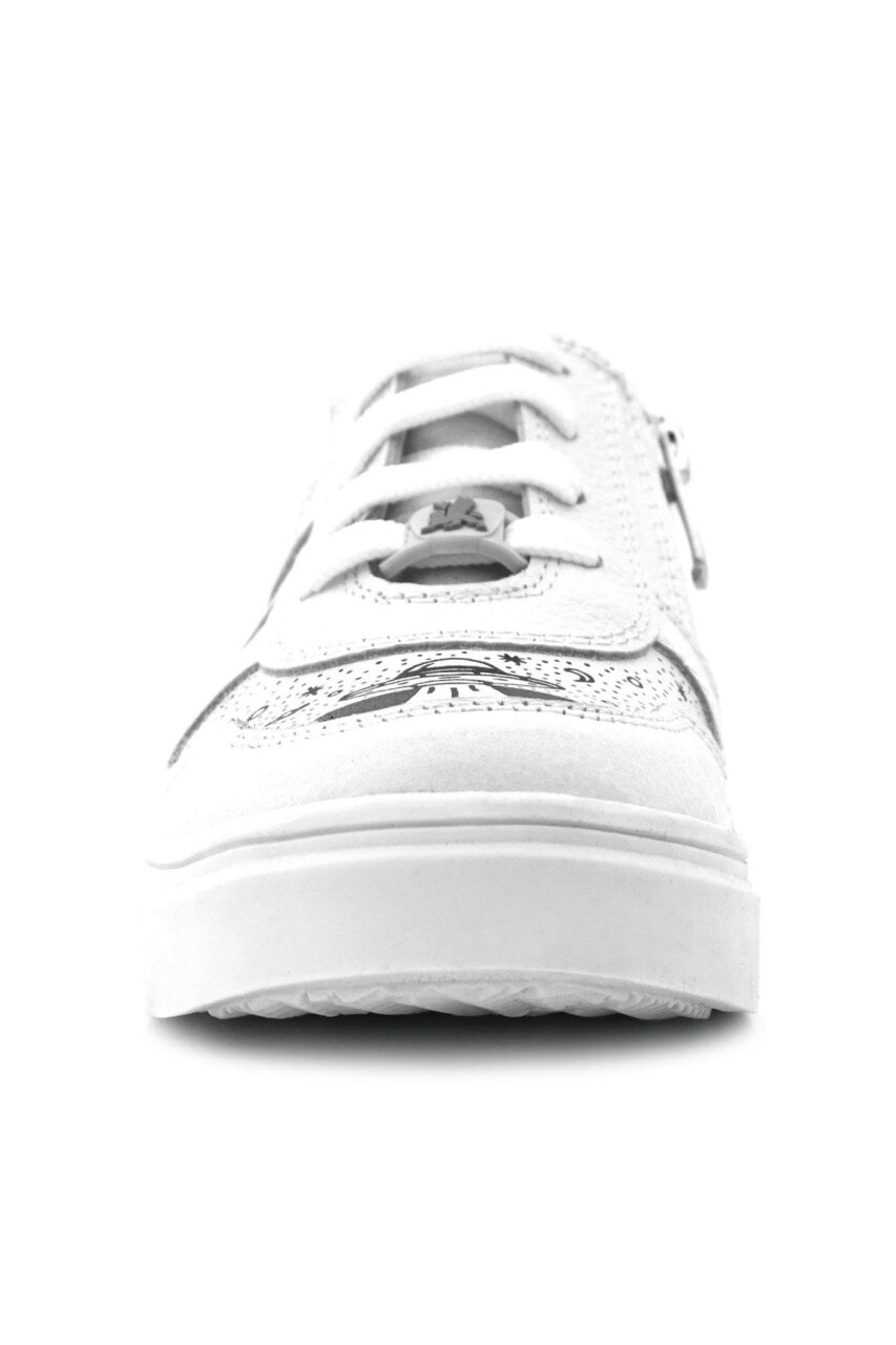 Rakerplus Tbons Special Design Genuine Leather White Lace-up Zipper Children's Shoes - 4