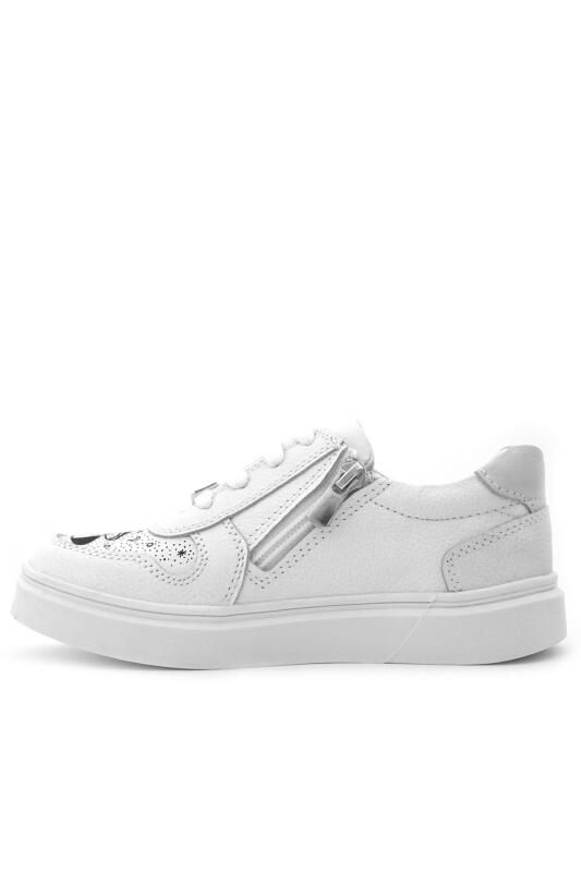 Rakerplus Tbons Special Design Genuine Leather White Lace-up Zipper Children's Shoes - 5