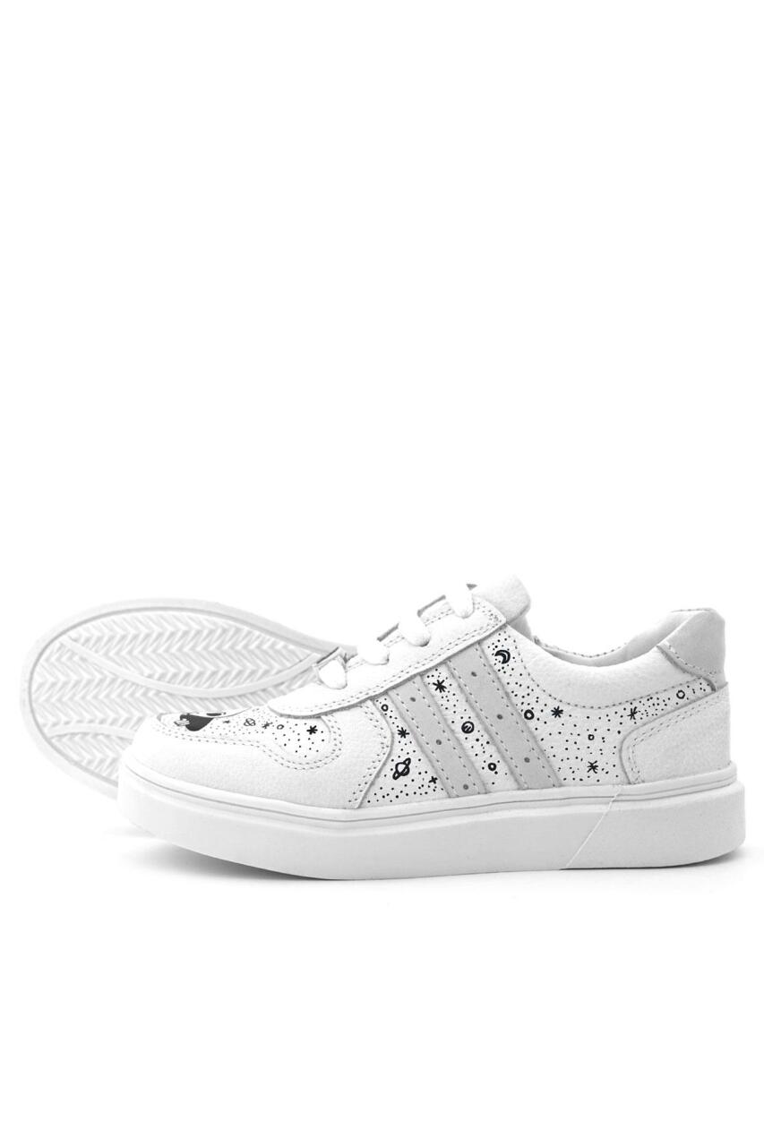 Rakerplus Tbons Special Design Genuine Leather White Lace-up Zipper Children's Shoes - 7