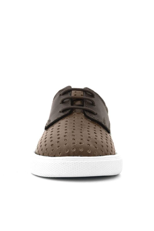 Rakerplus Genuine Leather Brown Elasticated Boys' Casual Shoes - 4