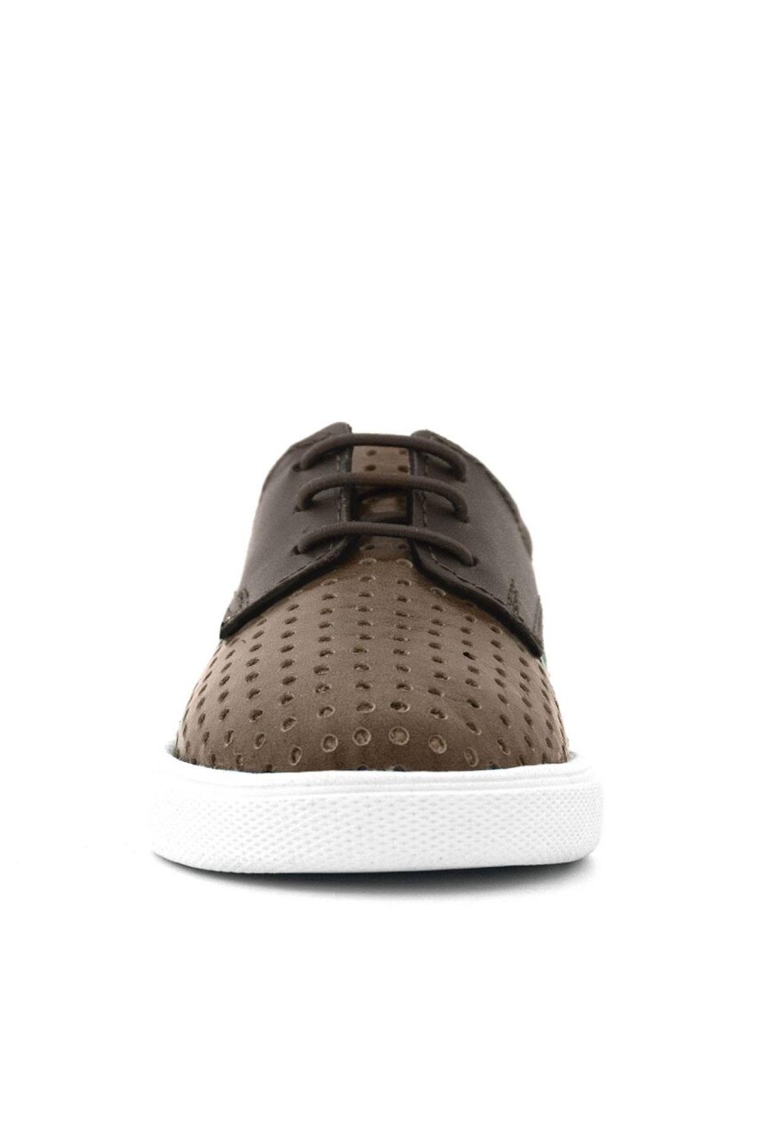 Rakerplus Genuine Leather Brown Elasticated Boys' Casual Shoes - 4