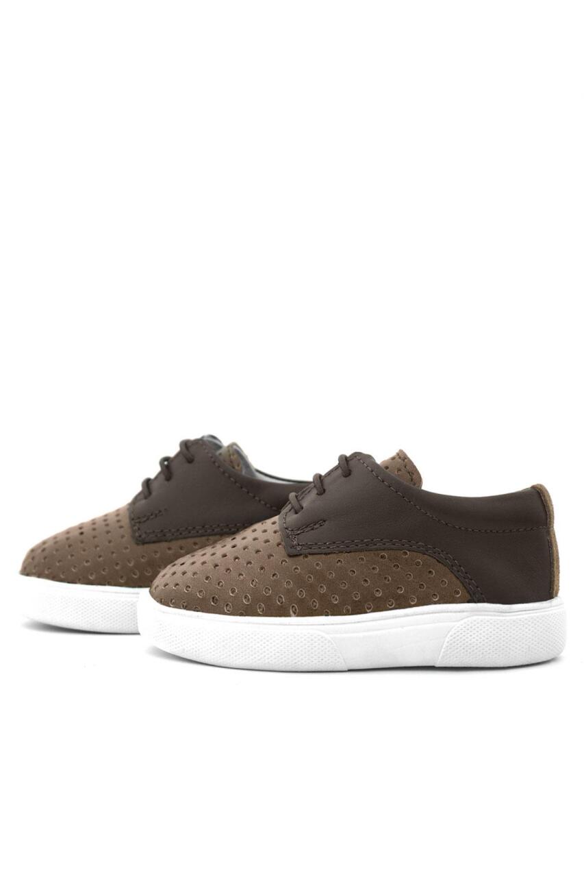 Rakerplus Genuine Leather Brown Elasticated Boys' Casual Shoes - 6