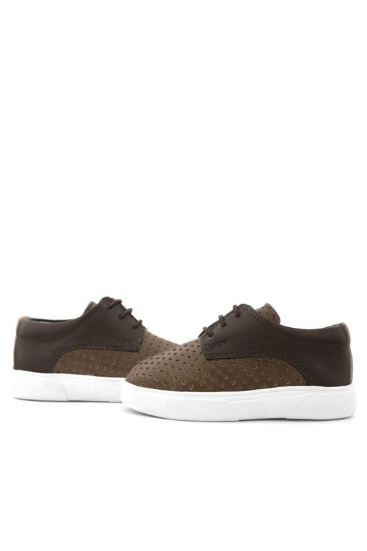 Rakerplus Genuine Leather Brown Elasticated Boys' Casual Shoes - 8