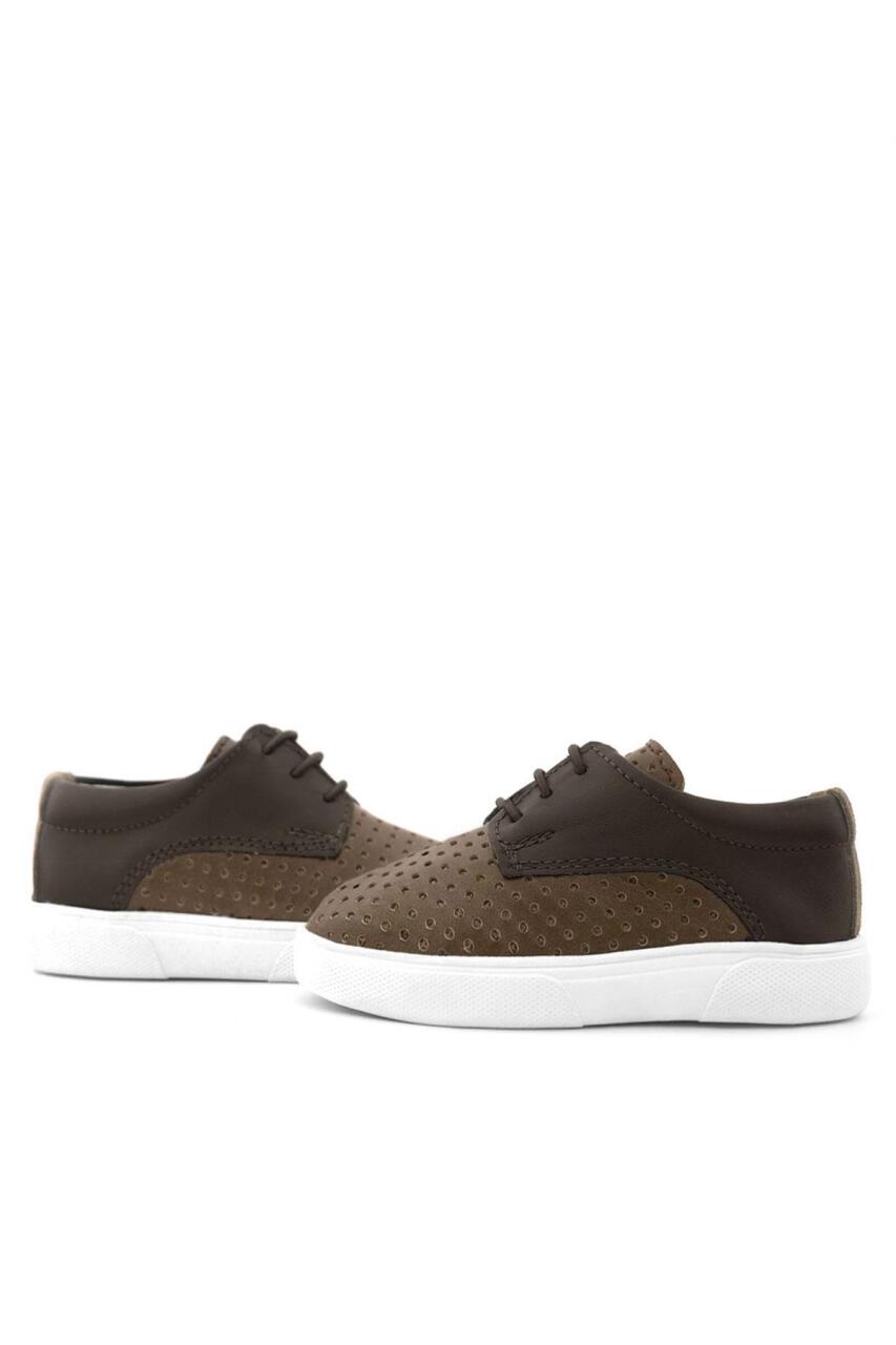 Rakerplus Genuine Leather Brown Elasticated Boys' Casual Shoes - 8