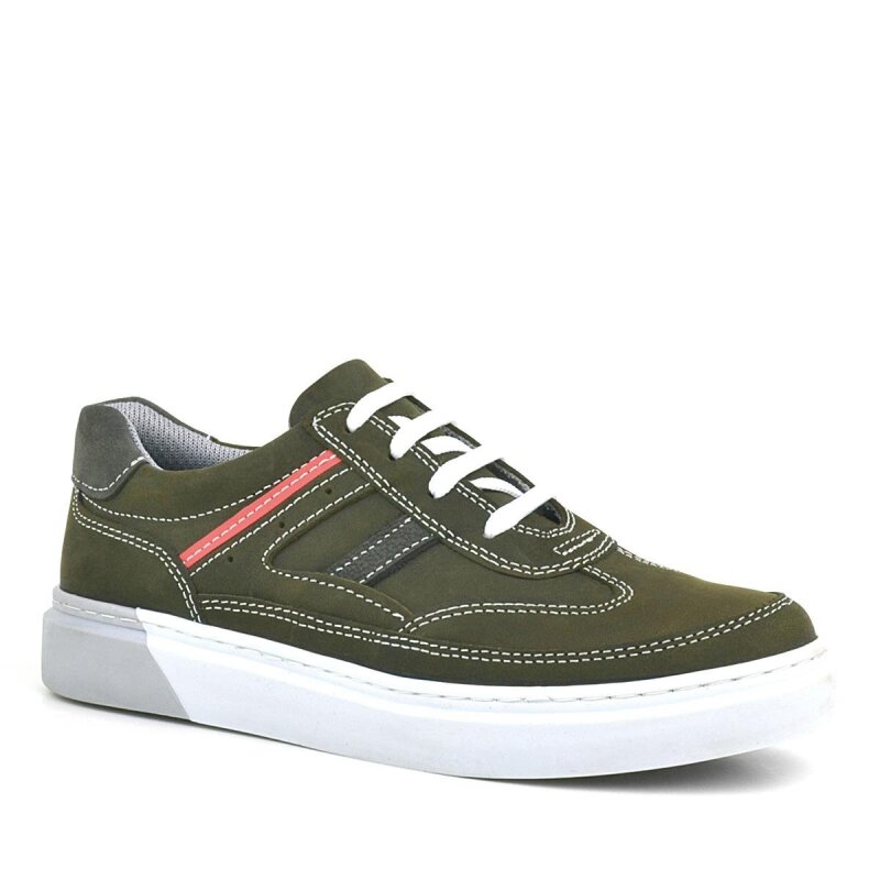Rakerplus Genuine Leather Khaki Green Kids' Casual Sports School Shoes - Rakerplus