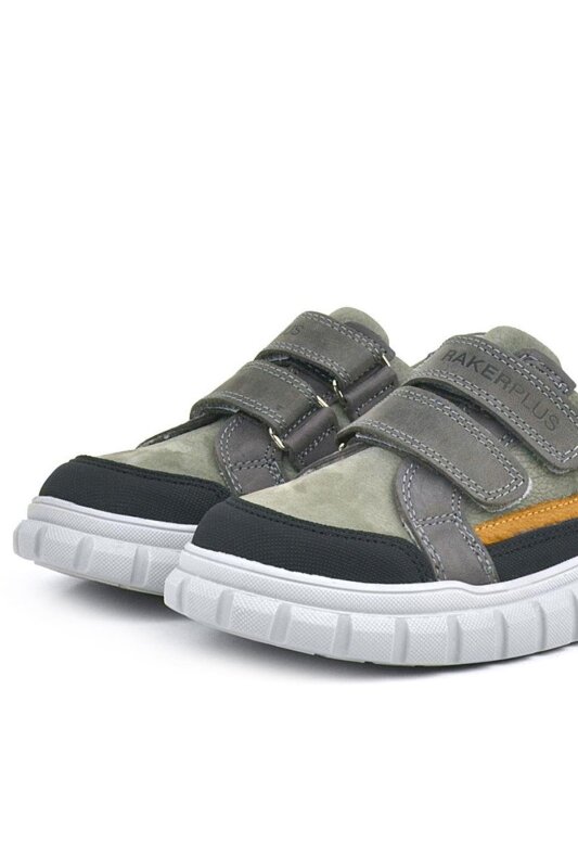 Rakerplus Genuine Leather Grey Velcro Kids' Casual Sports School Shoes - 7