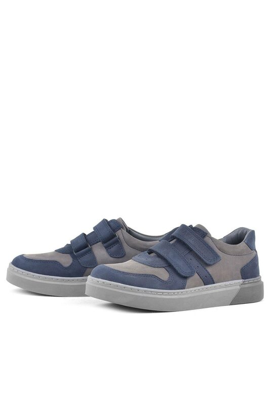 Rakerplus Genuine Leather Navy Blue Velcro Boys' Sneaker - 4