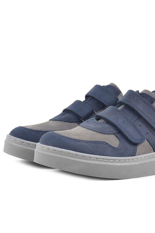 Rakerplus Genuine Leather Navy Blue Velcro Boys' Sneaker - 6