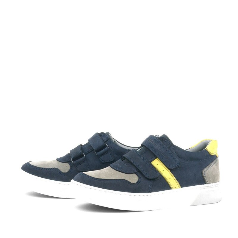 Rakerplus Genuine Leather Velcro Navy Blue Boys' Athletic Shoes - 4