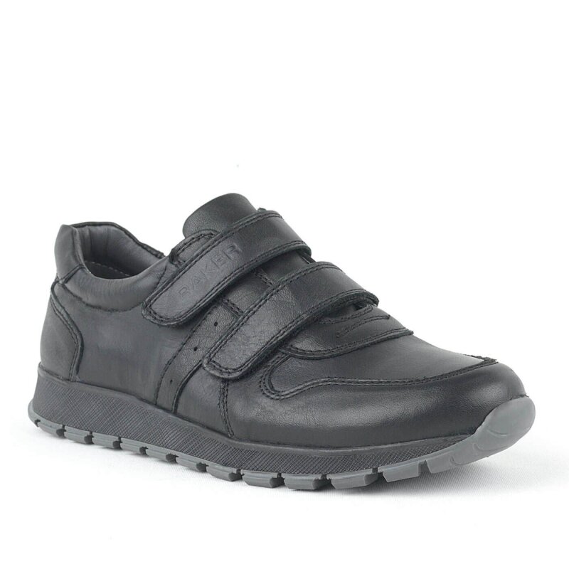 Genuine Leather Black Velcro Kids' Sports Sneakers - Rakerplus