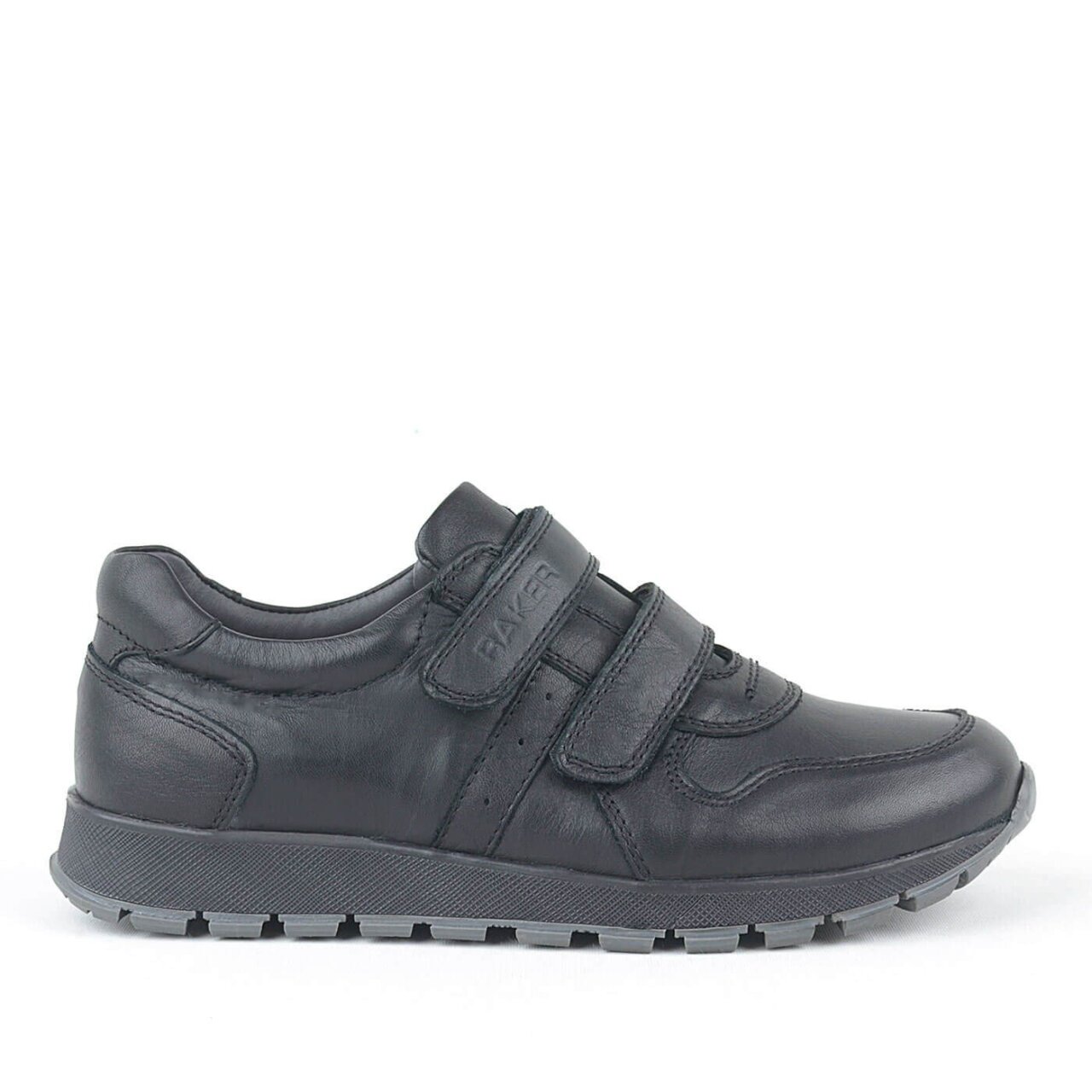 Genuine Leather Black Velcro Kids' Sports Sneakers - 2
