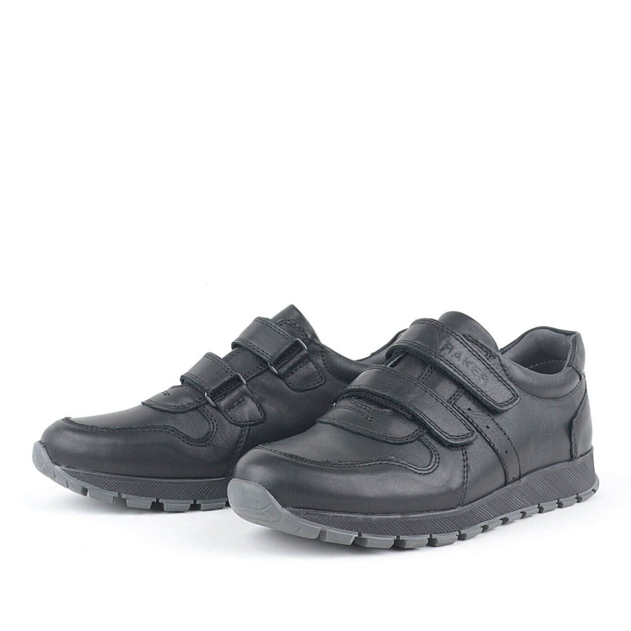 Genuine Leather Black Velcro Kids' Sports Sneakers - 3