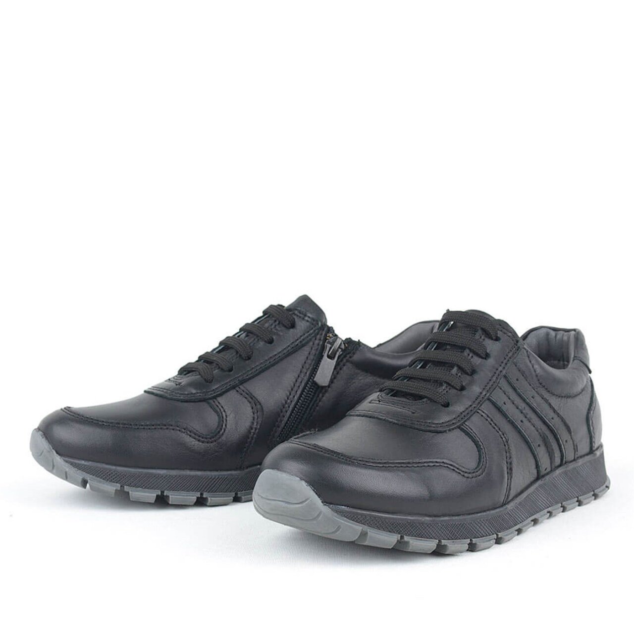 Rakerplus Genuine Leather Black Kids' Athletic Shoes - 3
