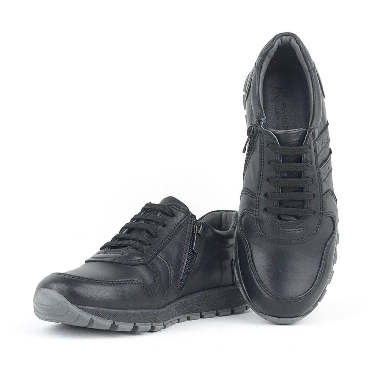 Rakerplus Genuine Leather Black Kids' Athletic Shoes - 4