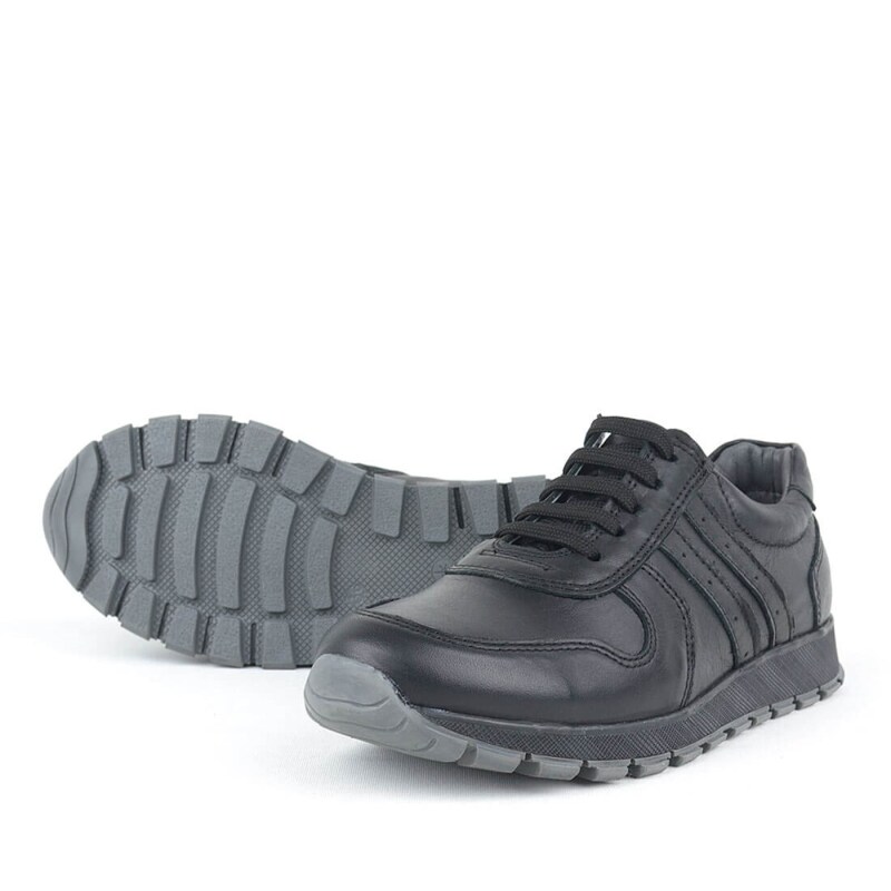 Rakerplus Genuine Leather Black Kids' Athletic Shoes - 5