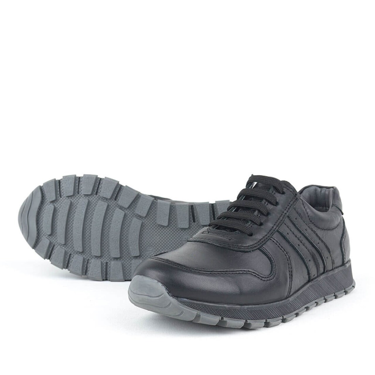 Rakerplus Genuine Leather Black Kids' Athletic Shoes - 5