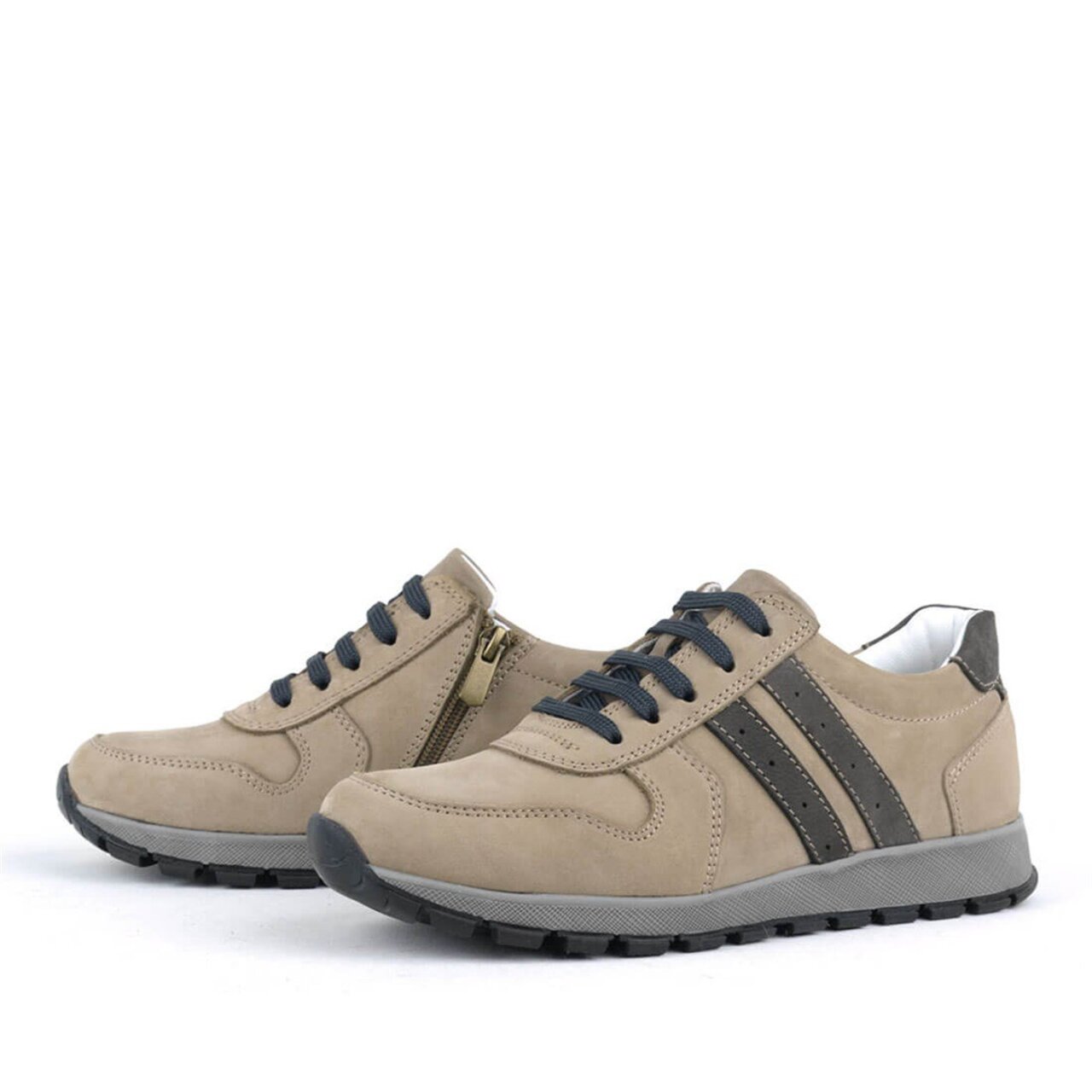 Rakerplus Leather Sand Color Zippered Sports Shoes Sneaker - 3